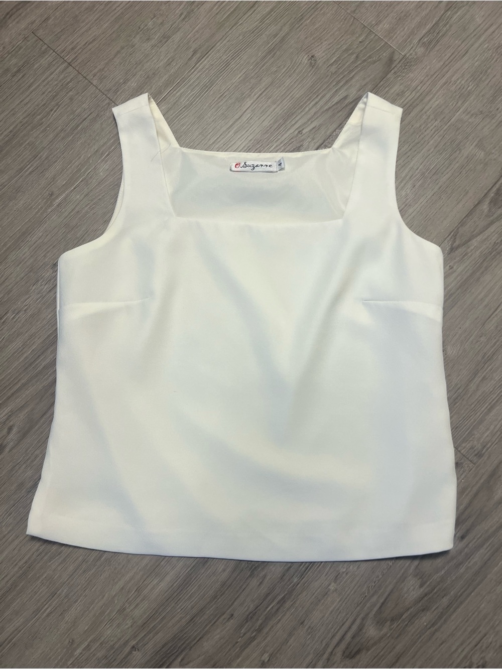 Square Neck White Tank Top